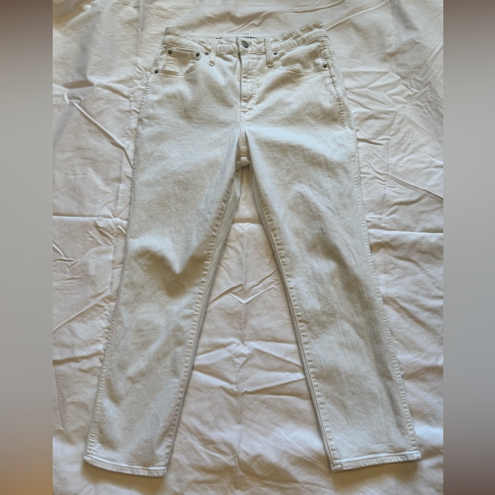 J.Crew Women's Curvy vintage slim straight high rise jean in White Sz 30
